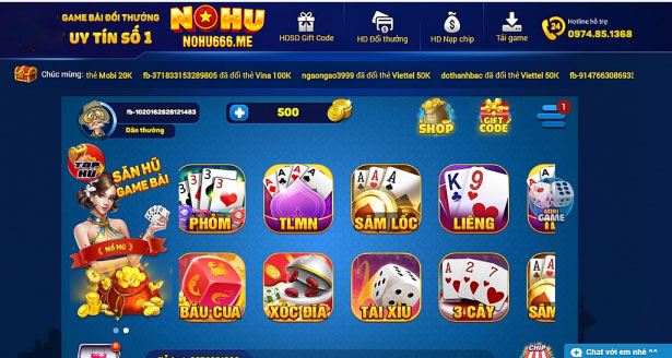 Một số sảnh cược thú vị tại Game bài Nohu666